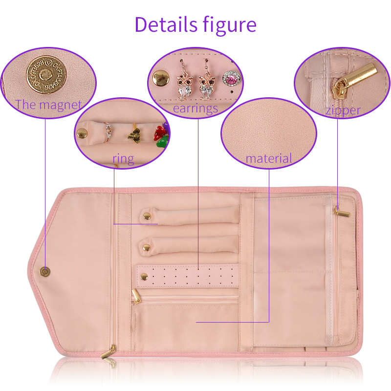 Organisateur accrochant Bag Portable Roll de cas de voyage de bijoux de boucle d'oreille vers le haut de 23x15x1.5cm