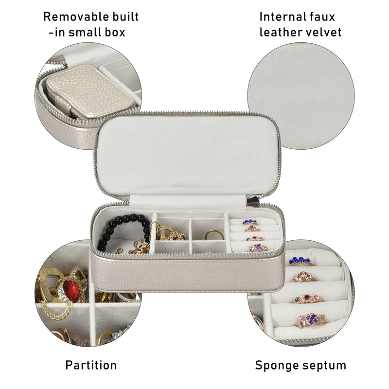 Le stockage de bijoux de maquillage met en sac le voyage en cuir 7x3.15x1.97 portatif d'unité centrale de boîte »