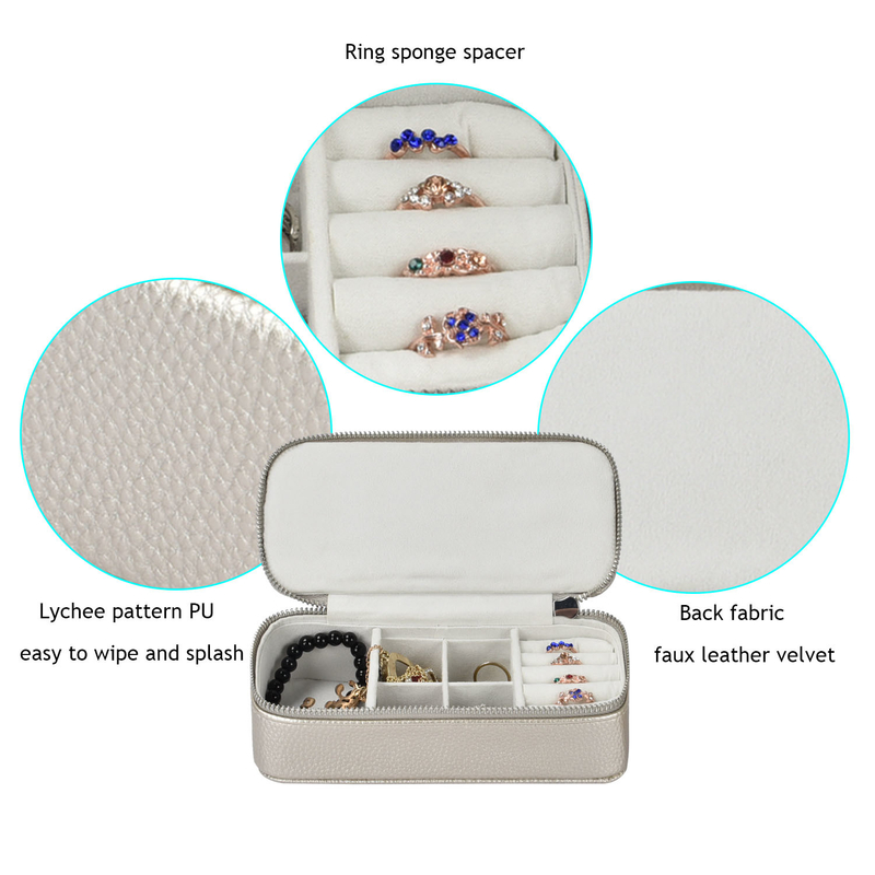 Le stockage de bijoux de maquillage met en sac le voyage en cuir 7x3.15x1.97 portatif d'unité centrale de boîte »