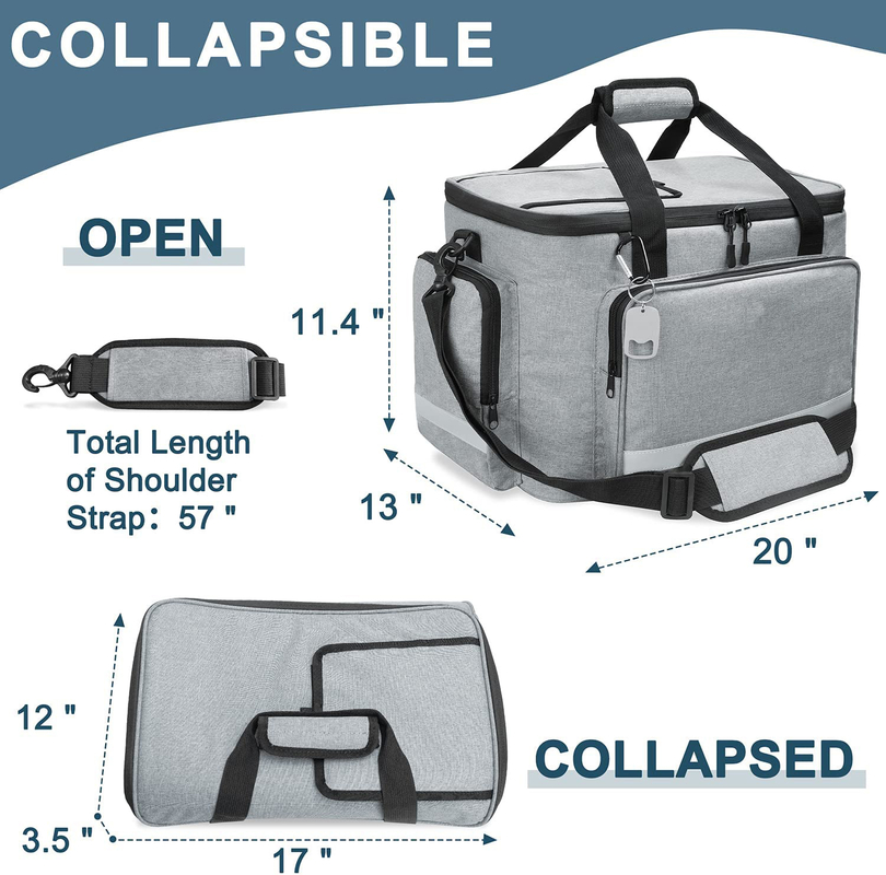 Le 60Can 0.8kg des grands hommes mous isolés blancs argentés de Tote Cooler Bag With Zipper