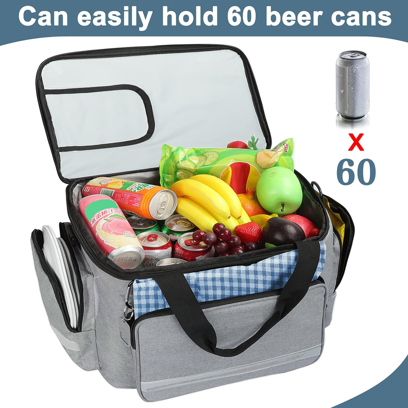 Le 60Can 0.8kg des grands hommes mous isolés blancs argentés de Tote Cooler Bag With Zipper