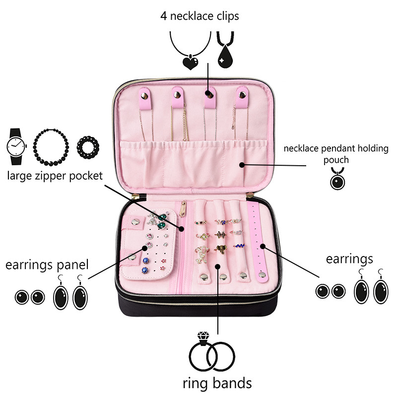 Grand voyage 210D 9.4x3x7.2 en nylon de double couche de grand de bijoux sac de stockage »