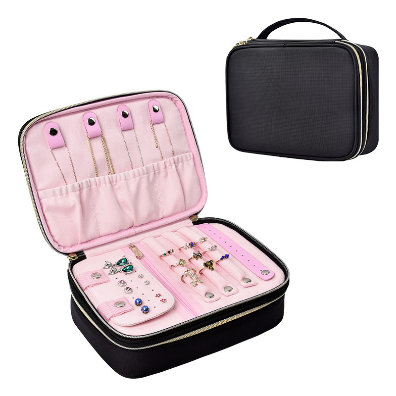 Grand voyage 210D 9.4x3x7.2 en nylon de double couche de grand de bijoux sac de stockage »