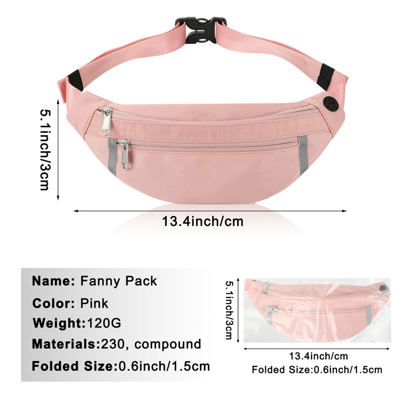 Portefeuille Fanny Pink Pouch Waist Bag d'épaule augmentant la croix - corps pour les femmes 12.8X9.6 »