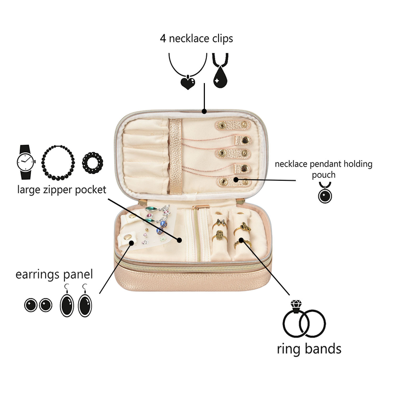 Cas 7x2.4x3.9 de Pouch Earring Travel d'organisateur de 2 de couche de bijoux de stockage poches de sac »