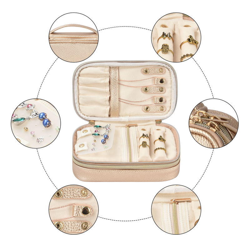 Cas 7x2.4x3.9 de Pouch Earring Travel d'organisateur de 2 de couche de bijoux de stockage poches de sac »