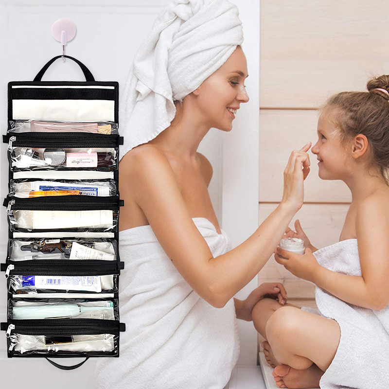 L'extra large de voyage accrochant le PVC de Bag Separated d'organisateur d'article de toilette composent la poche 9X5 »