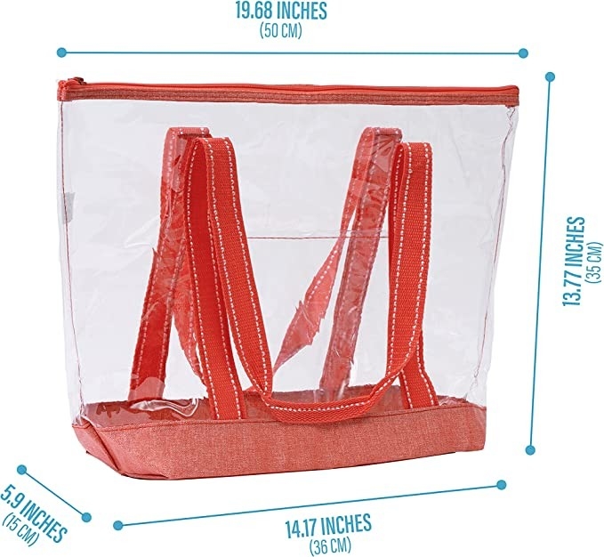 Sacs à provisions écologiques de 14 pouces avec la piscine extérieure de stade de Logo Pvc Clear Tote Bag