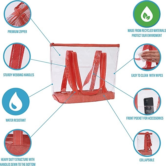 Sacs à provisions écologiques de 14 pouces avec la piscine extérieure de stade de Logo Pvc Clear Tote Bag