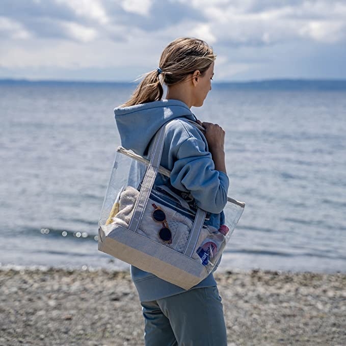 PVC transparent Tote Bag Stadium Outdoor Beach 14x5x13 de transporteur écologique clair de sacs à provisions »