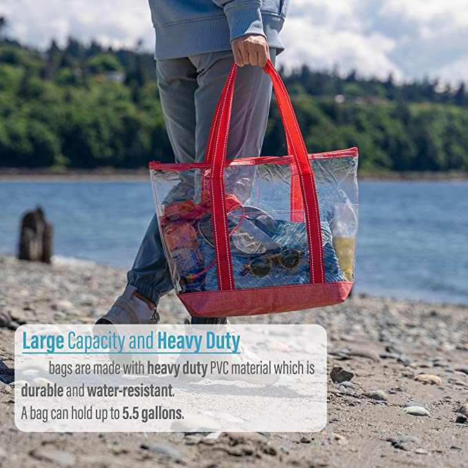 Sacs à provisions écologiques de 14 pouces avec la piscine extérieure de stade de Logo Pvc Clear Tote Bag