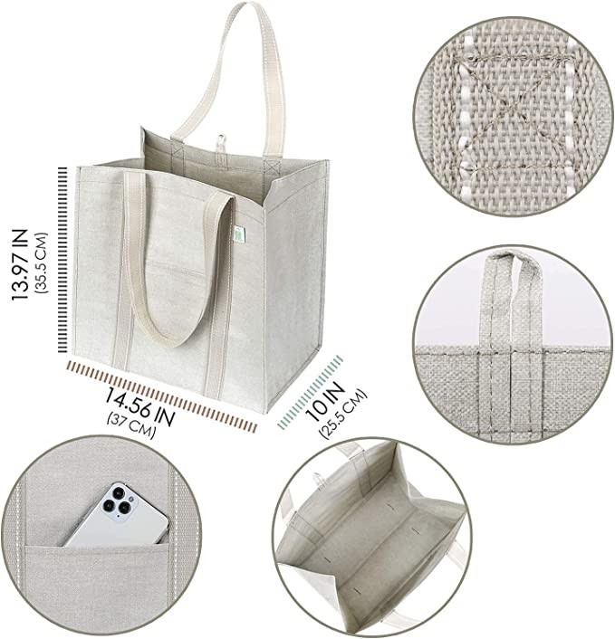 Le sac à provisions résistant de toile avec des poches ferment la fermeture éclair l'épicerie de Codycross écologique