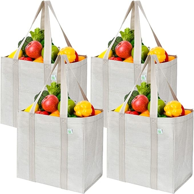 Le sac à provisions résistant de toile avec des poches ferment la fermeture éclair l'épicerie de Codycross écologique