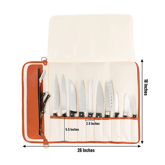Le Vegan de sac de stockage de couteau de poche garnissent en cuir le transporteur 17x7.5x1.5 des petits chefs »