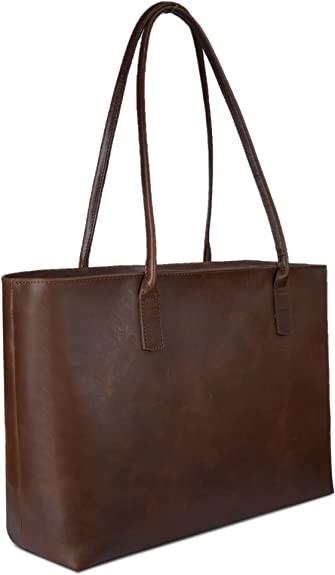 L'ordinateur portable en cuir Tote Bag, 16x21 d'ordinateur-valise de cru fonctionnent le sac d'épaule de bureau
