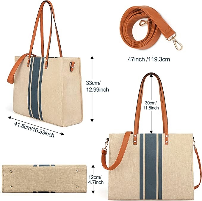 Voyage 16.33x4.7x12.99 de Tote Bag For Women Casual d'ordinateur portable de travail de toile