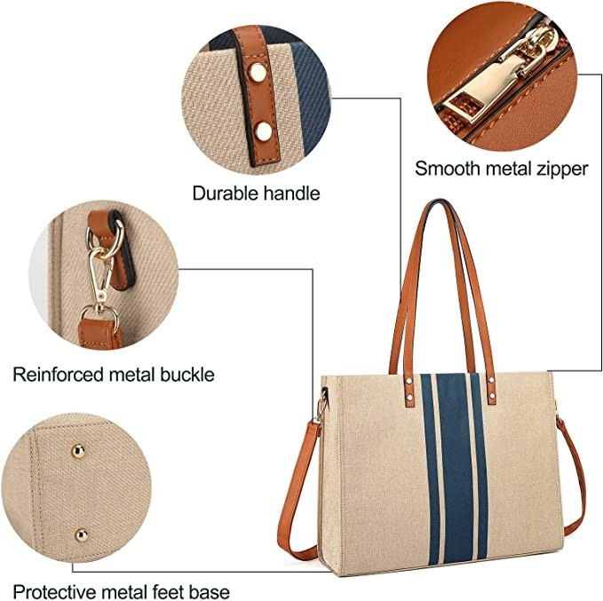 Voyage 16.33x4.7x12.99 de Tote Bag For Women Casual d'ordinateur portable de travail de toile