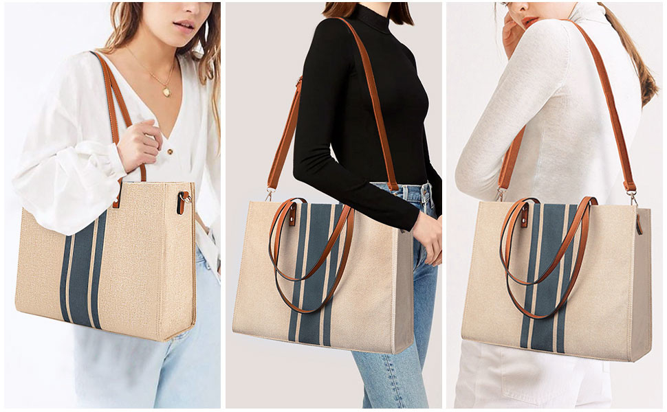 Voyage 16.33x4.7x12.99 de Tote Bag For Women Casual d'ordinateur portable de travail de toile