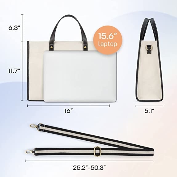 ordinateur portable Tote Bag, sacs de la toile 16x11.7x5.1 d'épaule de travail pour des achats de voyage