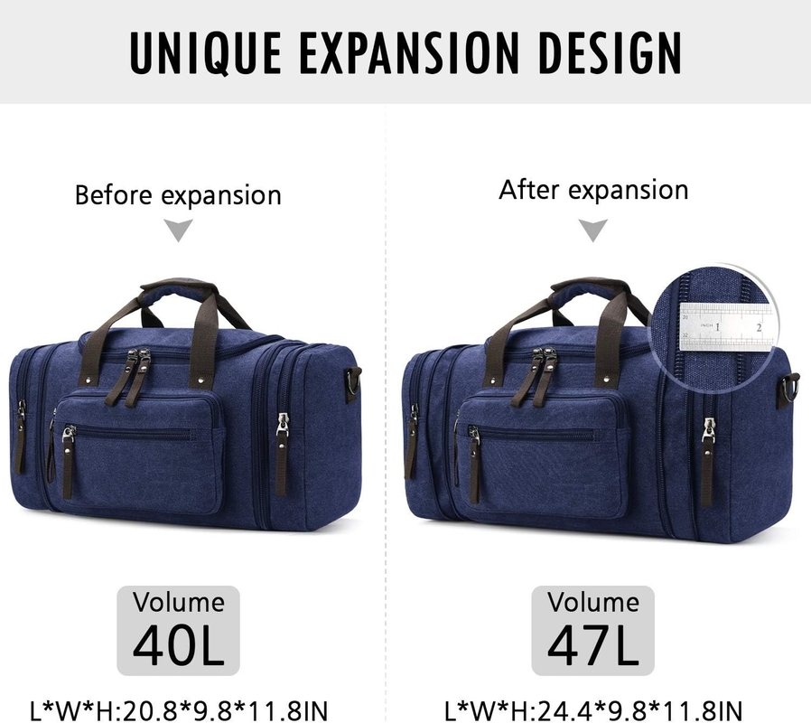 Sac de nuit en toile bleue, sport, gym, yoga, sac messager avec poignée.