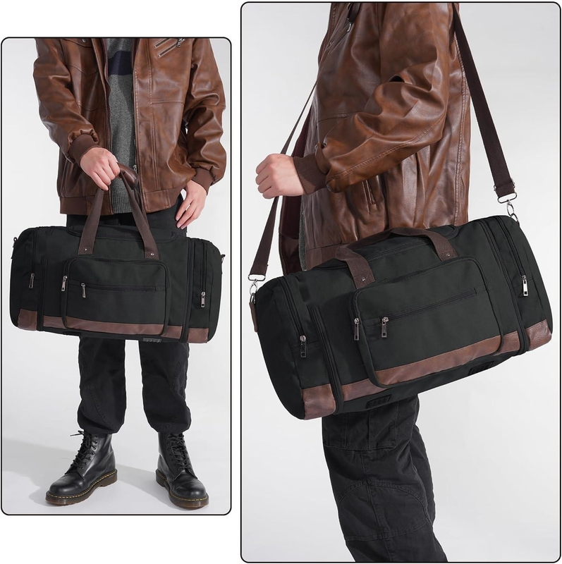 Sacs de voyage en toile de grande capacité Hommes Femmes Sacs de voyage à dos à main Avec fermeture à glissière YKK