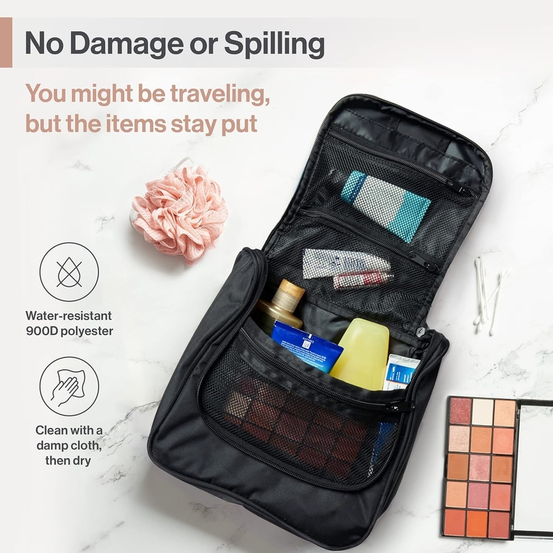 Sac de toilette suspendu pour les voyages en noir pour le maquillage et le rasage