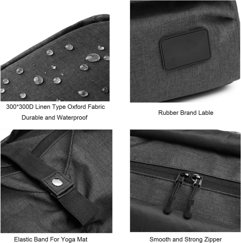 Polyester noir Yoga Gym Sports Sac de voyage à dos avec poches de rangement humides et sèches