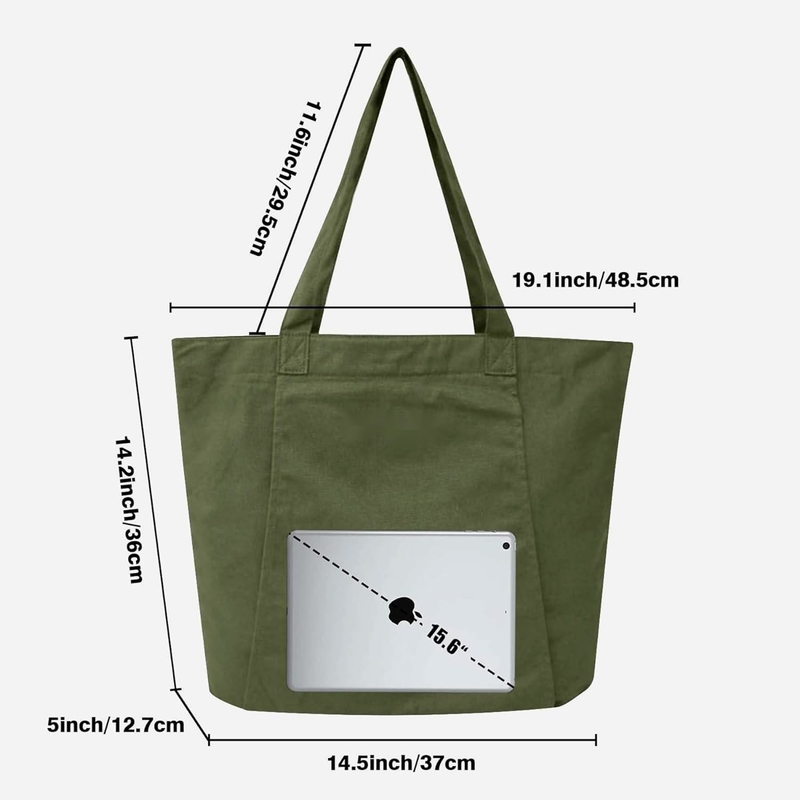 Gros sac de sport en coton de couleur verte avec chaussures