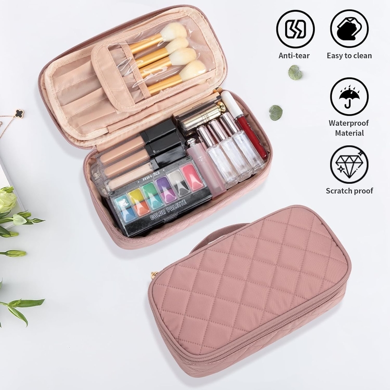 Portable rose mignon petit pinceau de maquillage organisateur sac de voyage personnalisé avec compartiment