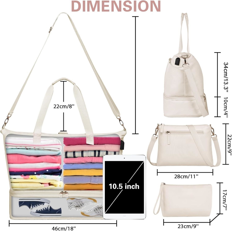 Sac de voyage à dos de week-end avec sac à chaussures et poche mouillée