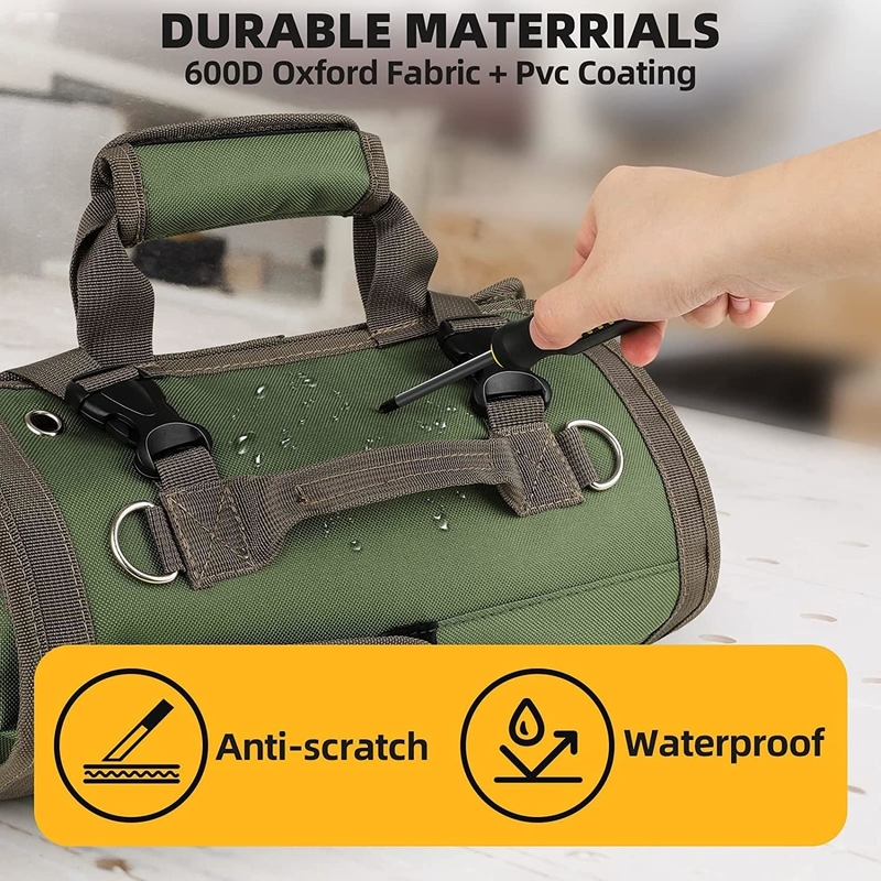 Verte imperméable à l' eau lourd service Portable Outil Roll Up Sac Fermeture à glissière amovible Poche pour les hommes Les femmes
