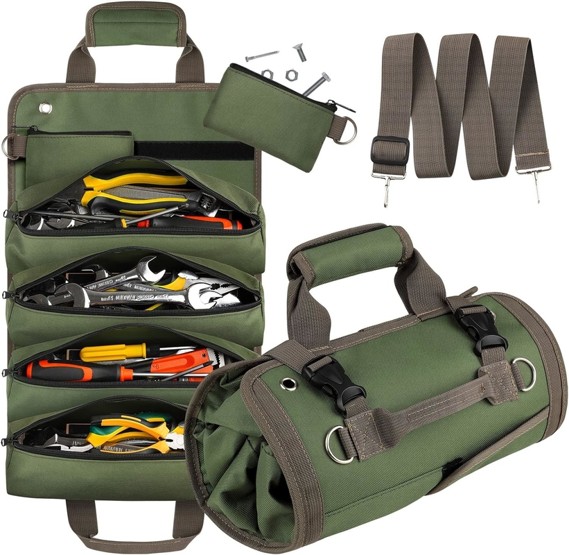 Verte imperméable à l' eau lourd service Portable Outil Roll Up Sac Fermeture à glissière amovible Poche pour les hommes Les femmes