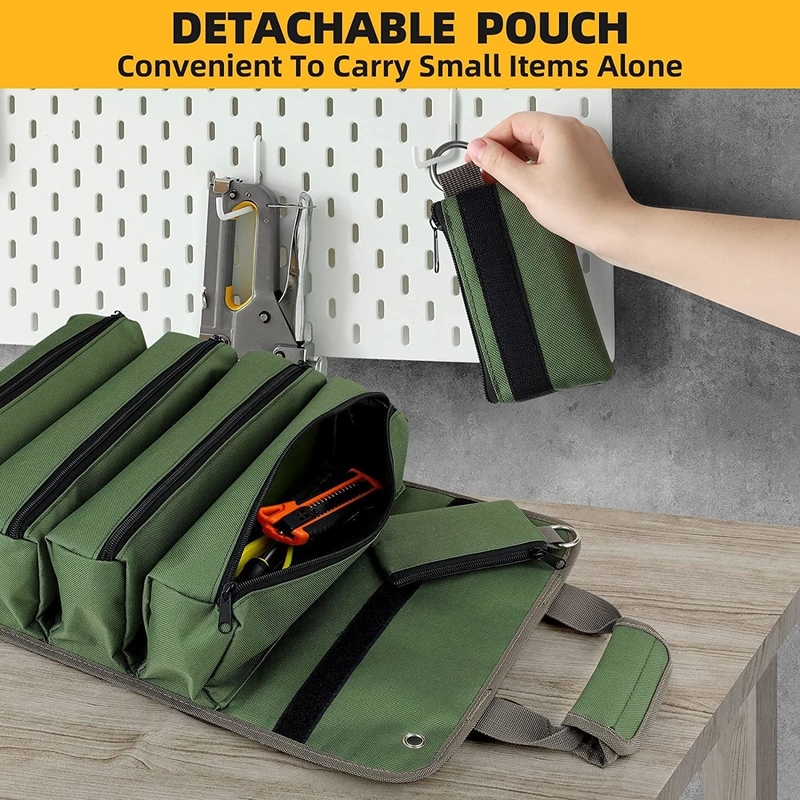 Verte imperméable à l' eau lourd service Portable Outil Roll Up Sac Fermeture à glissière amovible Poche pour les hommes Les femmes