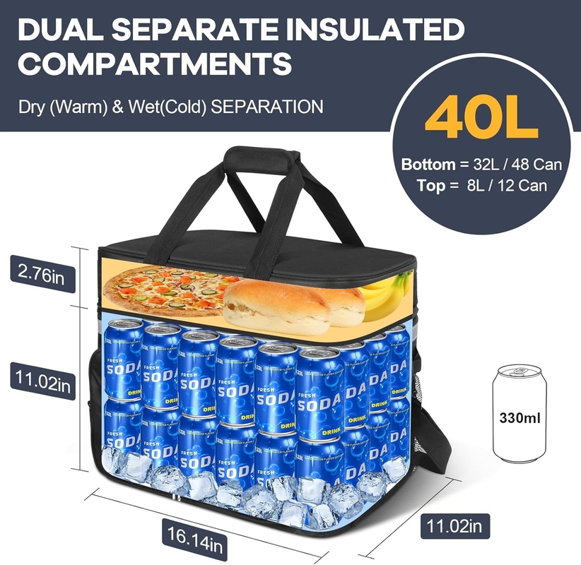 40L Portable étanche à l'eau Cooler sac isolé Compartements doubles Pour Beach Camping Picnic