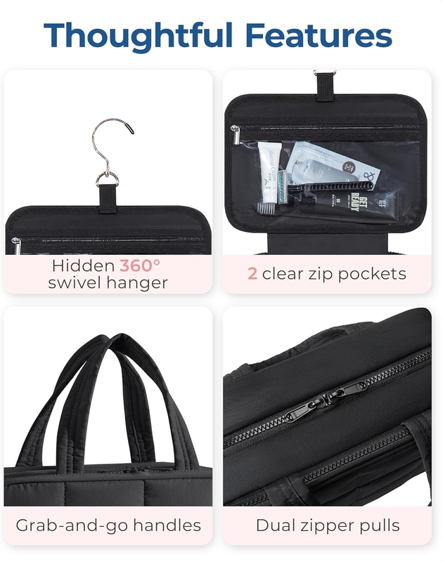 Noir Gros accessoires de voyage à main essentiels maquillage gonflé sac de voyage cosmétique sur mesure avec organiseur de bijoux