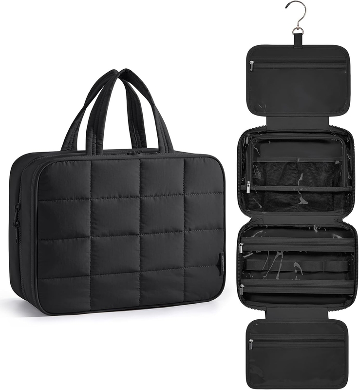 Noir Gros accessoires de voyage à main essentiels maquillage gonflé sac de voyage cosmétique sur mesure avec organiseur de bijoux