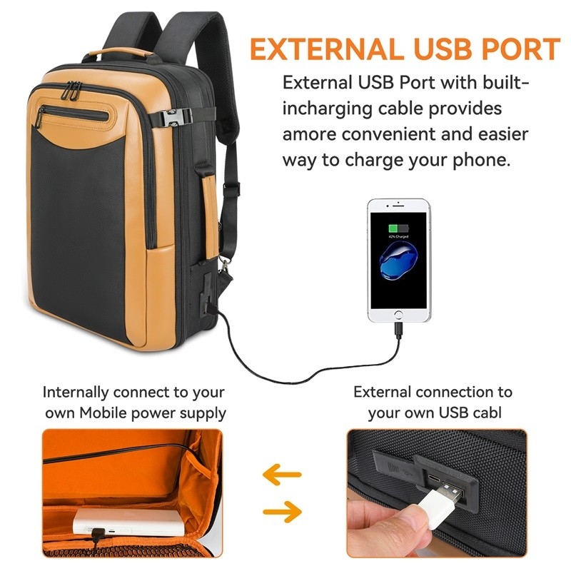 Travail résistant à l'eau École collégiale Anti-vol Entreprise Sac à dos portable de voyage sur mesure avec port de charge USB